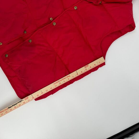 LL Bean Goose Down Quilted Puffer Vest Mens Large Snap Button Red Vintage 80s - Picture 12 of 13